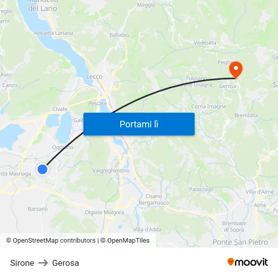 Sirone to Gerosa map