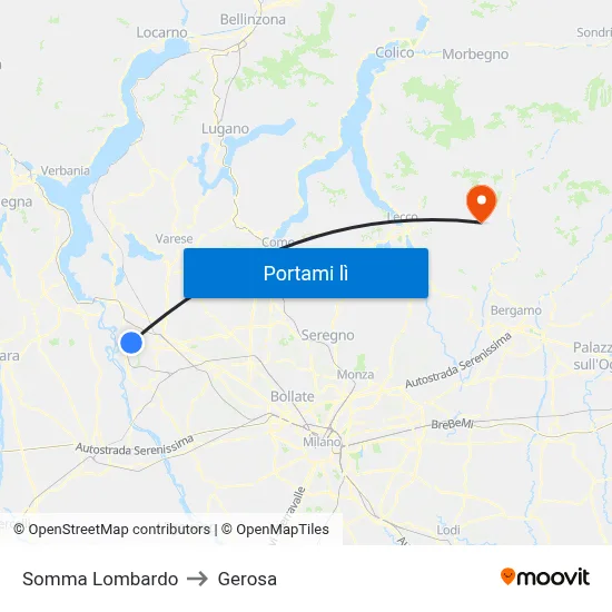 Somma Lombardo to Gerosa map