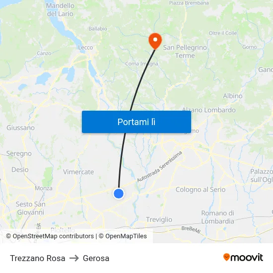 Trezzano Rosa to Gerosa map