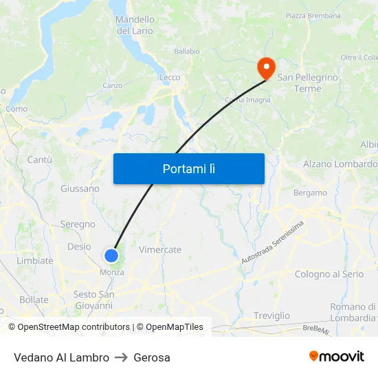 Vedano Al Lambro to Gerosa map