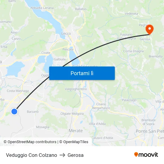 Veduggio Con Colzano to Gerosa map