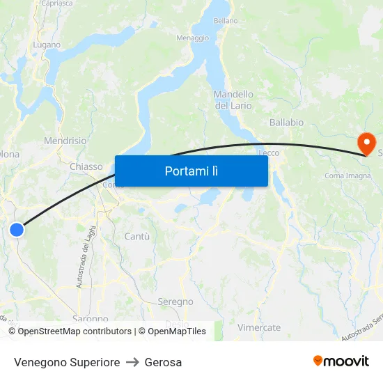 Venegono Superiore to Gerosa map