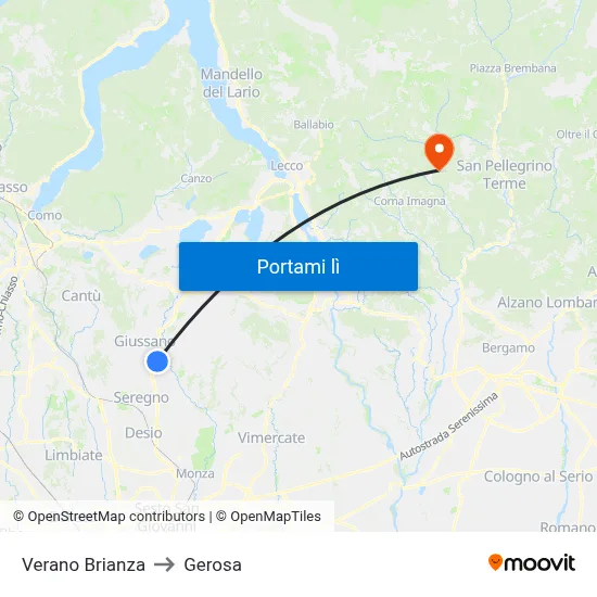 Verano Brianza to Gerosa map