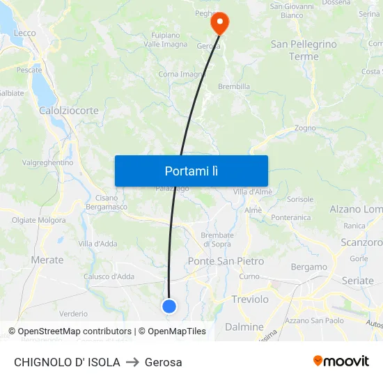 CHIGNOLO D' ISOLA to Gerosa map