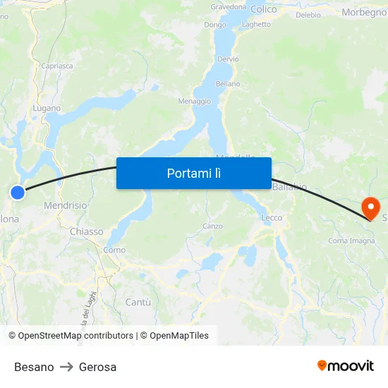Besano to Gerosa map