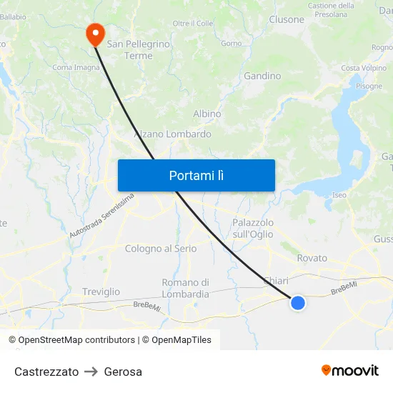 Castrezzato to Gerosa map