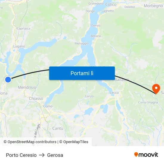 Porto Ceresio to Gerosa map