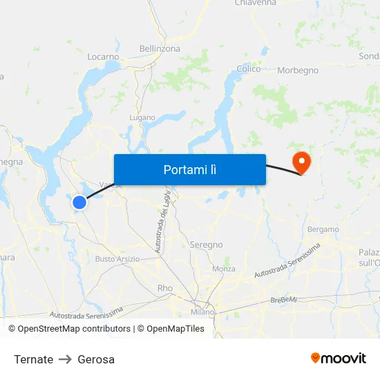 Ternate to Gerosa map