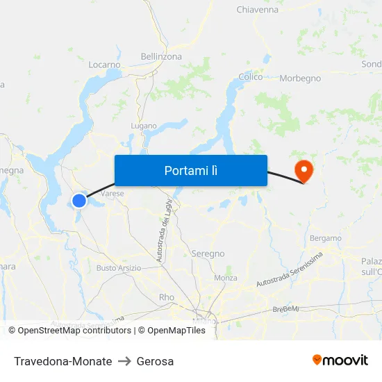 Travedona-Monate to Gerosa map