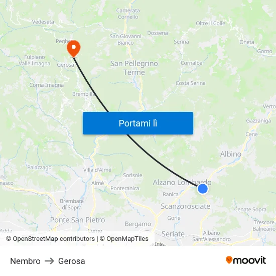 Nembro to Gerosa map