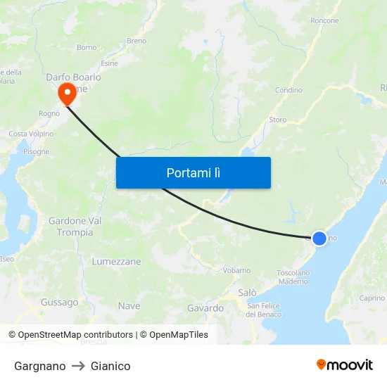 Gargnano to Gianico map