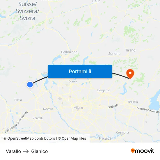 Varallo to Gianico map