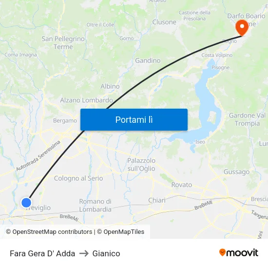Fara Gera D' Adda to Gianico map