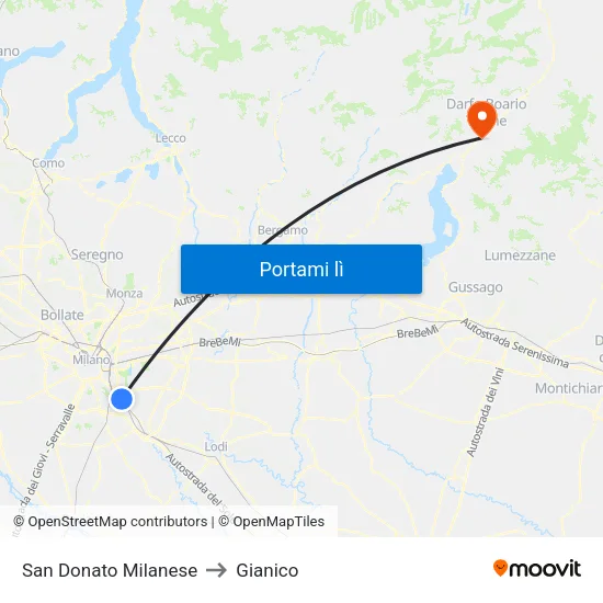 San Donato Milanese to Gianico map