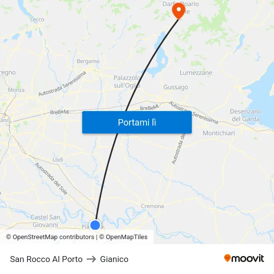 San Rocco Al Porto to Gianico map