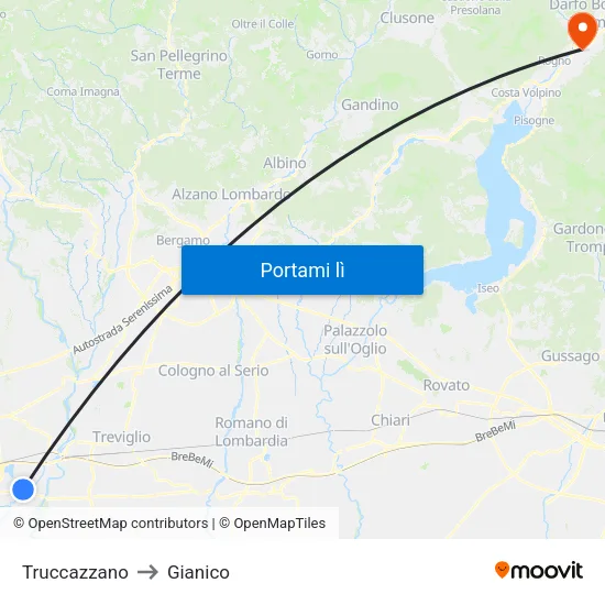 Truccazzano to Gianico map