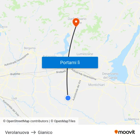 Verolanuova to Gianico map
