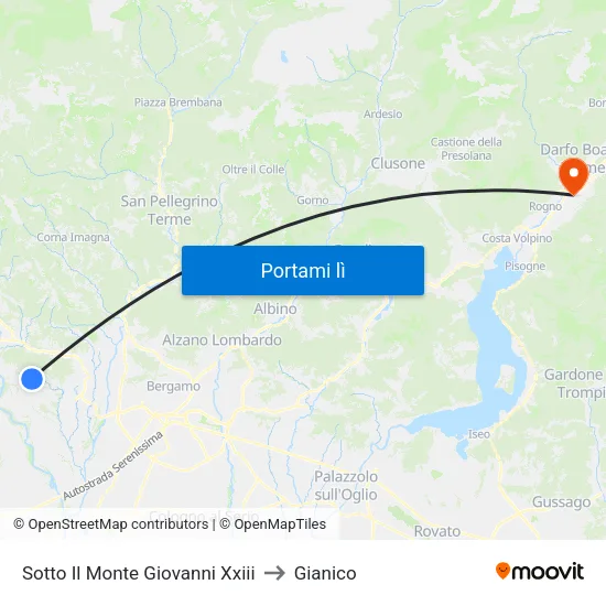 Sotto Il Monte Giovanni Xxiii to Gianico map