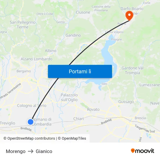 Morengo to Gianico map
