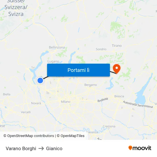 Varano Borghi to Gianico map