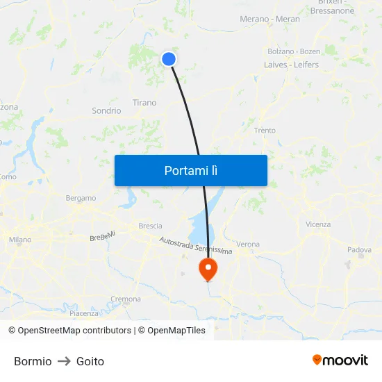 Bormio to Goito map