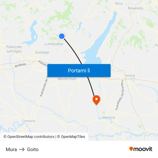 Mura to Goito map