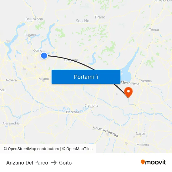 Anzano Del Parco to Goito map
