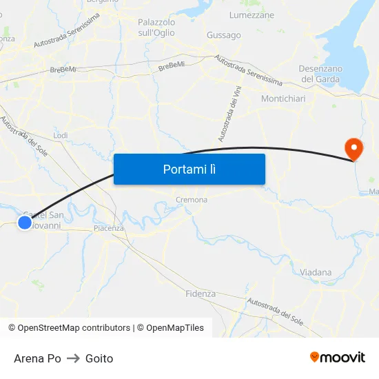 Arena Po to Goito map