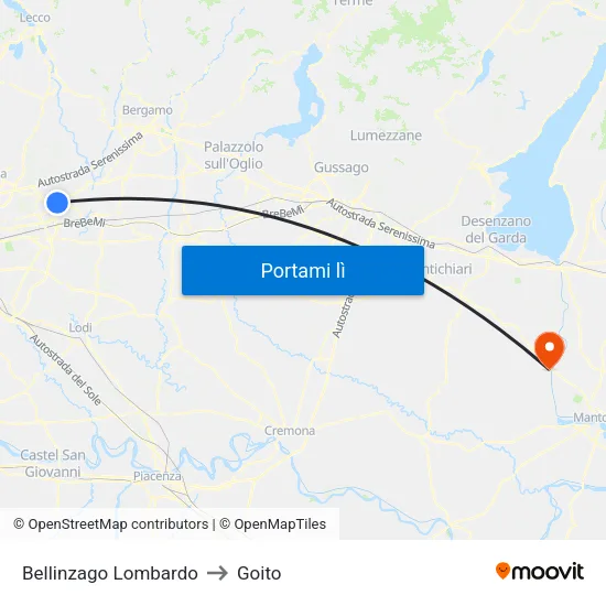 Bellinzago Lombardo to Goito map