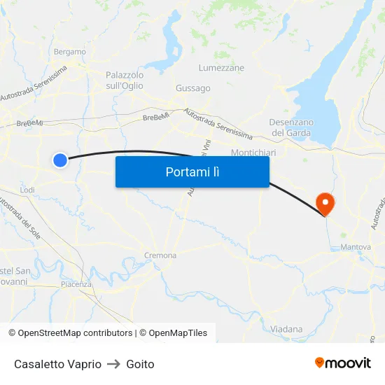 Casaletto Vaprio to Goito map