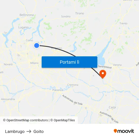 Lambrugo to Goito map