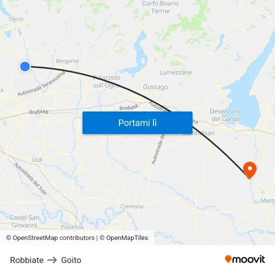 Robbiate to Goito map