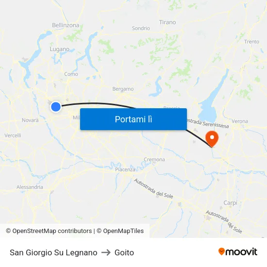 San Giorgio Su Legnano to Goito map