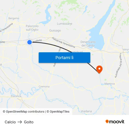 Calcio to Goito map