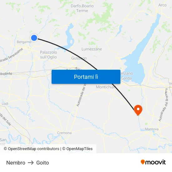 Nembro to Goito map