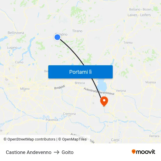 Castione Andevenno to Goito map