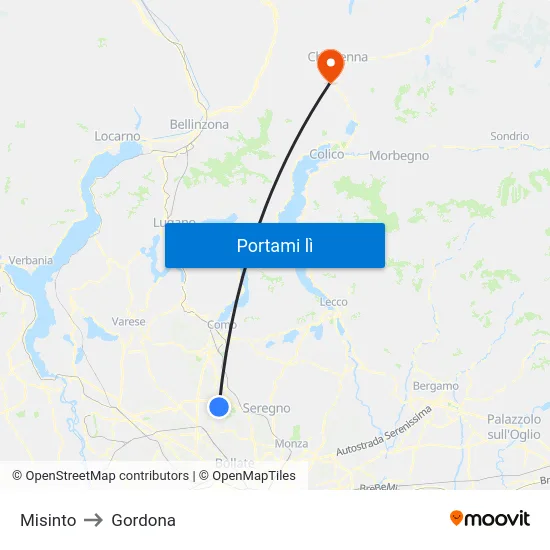 Misinto to Gordona map
