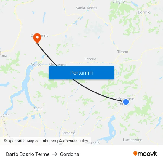 Darfo Boario Terme to Gordona map
