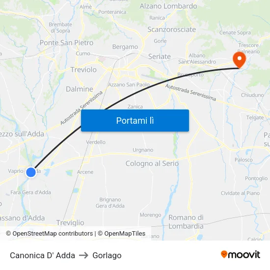 Canonica D' Adda to Gorlago map