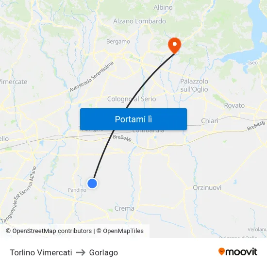 Torlino Vimercati to Gorlago map