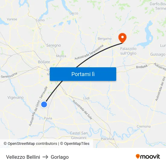 Vellezzo Bellini to Gorlago map