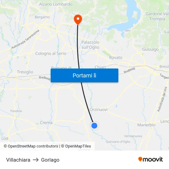 Villachiara to Gorlago map
