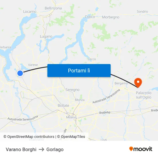 Varano Borghi to Gorlago map