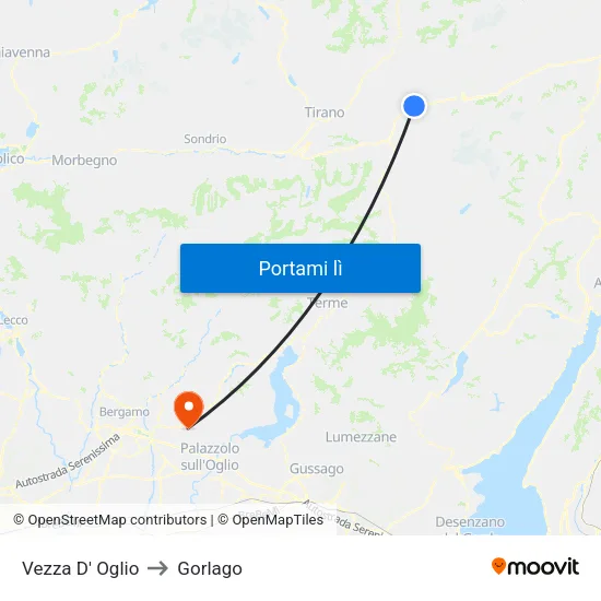 Vezza D' Oglio to Gorlago map