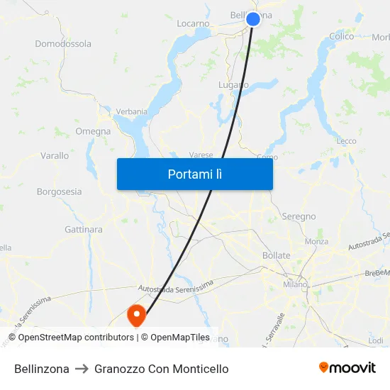 Bellinzona to Granozzo Con Monticello map
