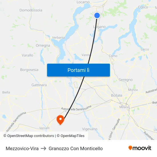 Mezzovico-Vira to Granozzo Con Monticello map