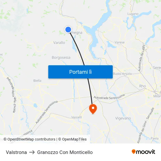 Valstrona to Granozzo Con Monticello map