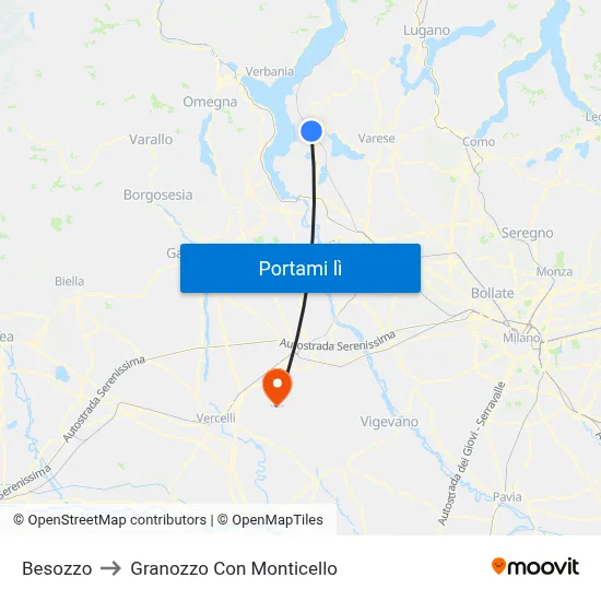 Besozzo to Granozzo Con Monticello map