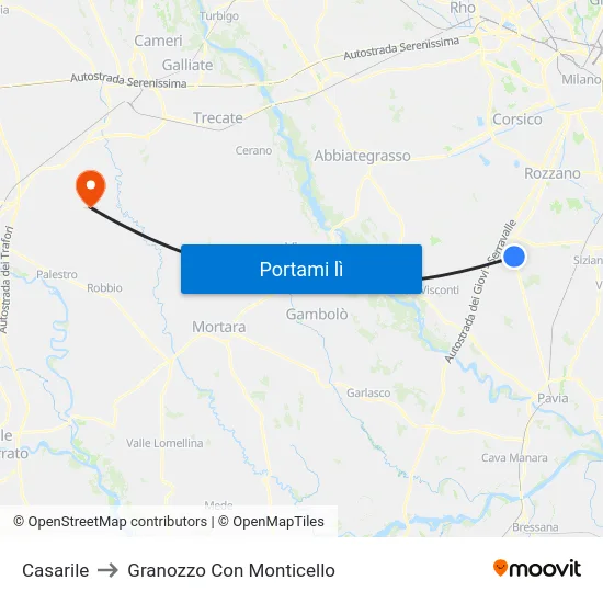 Casarile to Granozzo Con Monticello map