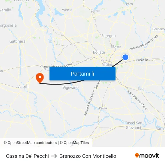 Cassina De' Pecchi to Granozzo Con Monticello map